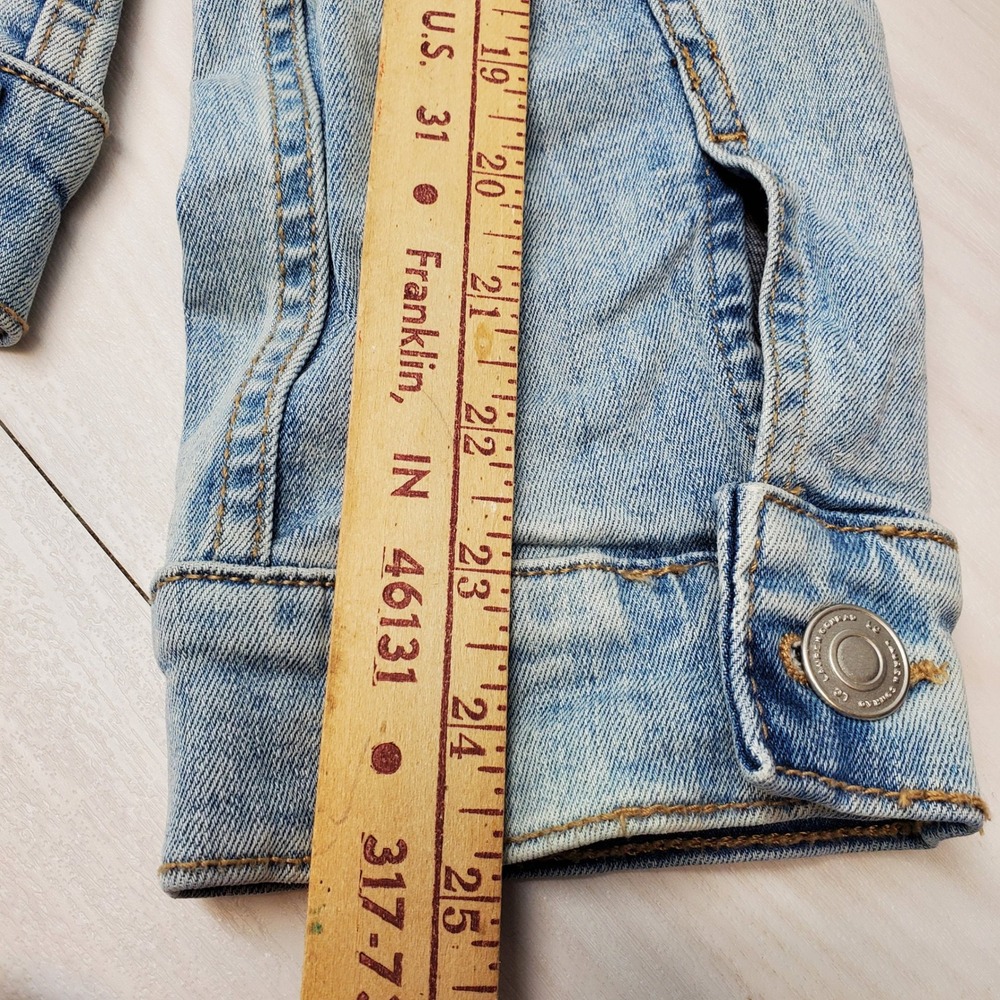 LC Lauren Conrad Light Wash Distressed Denim Trucker Jacket XXL Womens Western - Picture 7 of 11